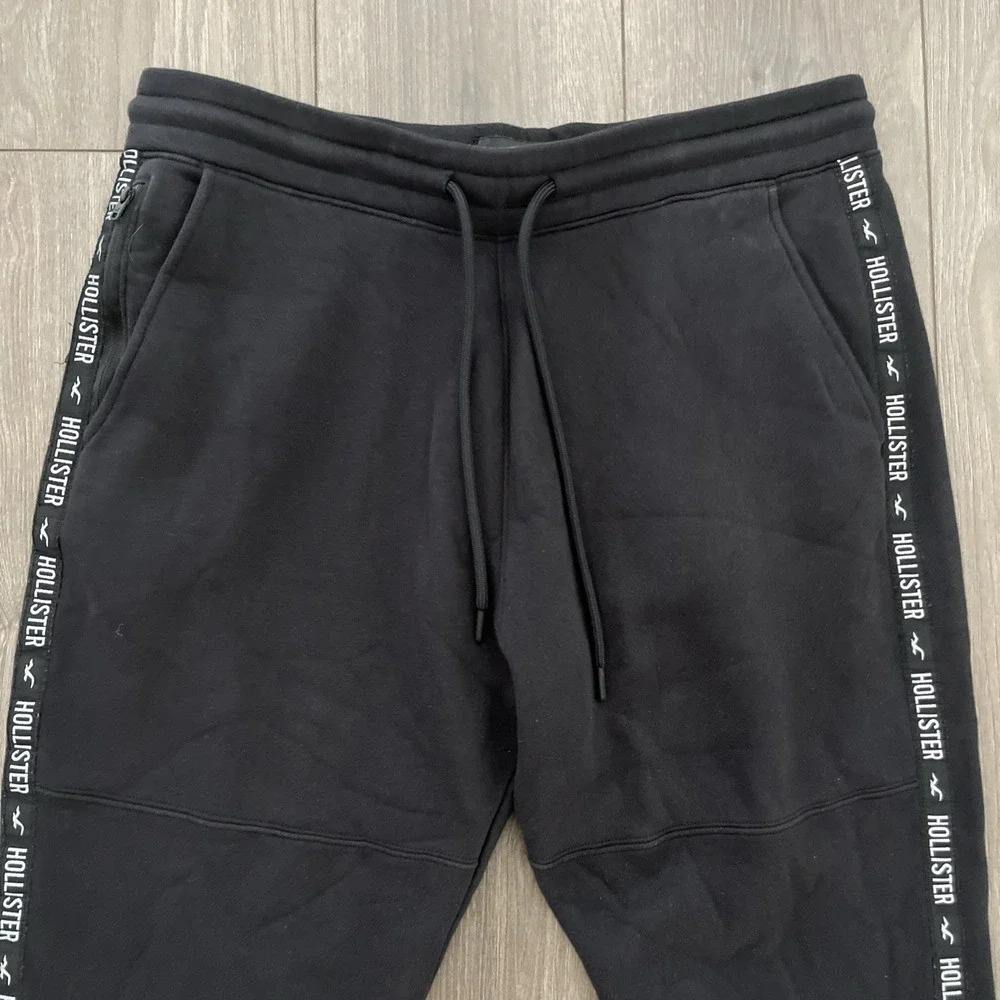 Hollister Jogger Sweatpants Mens XL Zip Pocket Elastic Waist Drawstring Black